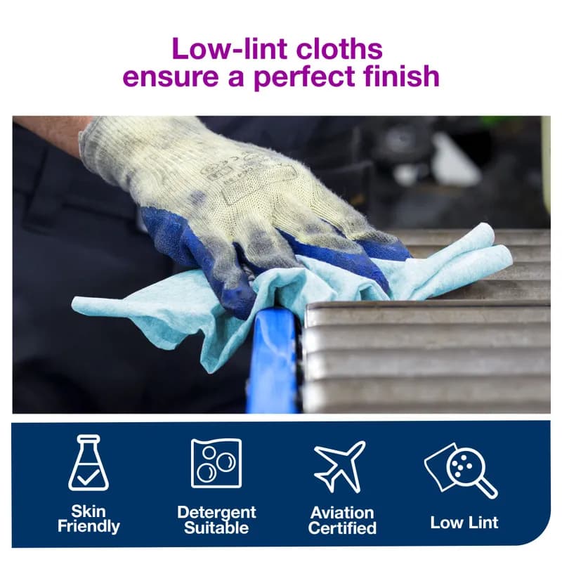 Tork W24 Cleaning Cloth 16.5X9 IN 1 Non-Woven Paper Turquoise Pop-Up Box Premium Refill Low Lint 100 Count/Box 8 Box/Case