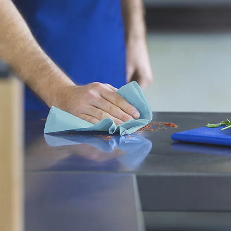 Tork W24 Cleaning Cloth 16.5X9 IN 1 Non-Woven Paper Turquoise Pop-Up Box Premium Refill Low Lint 100 Count/Box 8 Box/Case