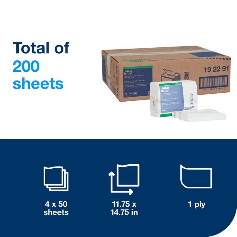 Tork Cleaning Towel 14.75X11.75 IN 1PLY Cloth White Multifold Z Refill 50 Count/Pack 4 Packs/Case 200 Count/Case