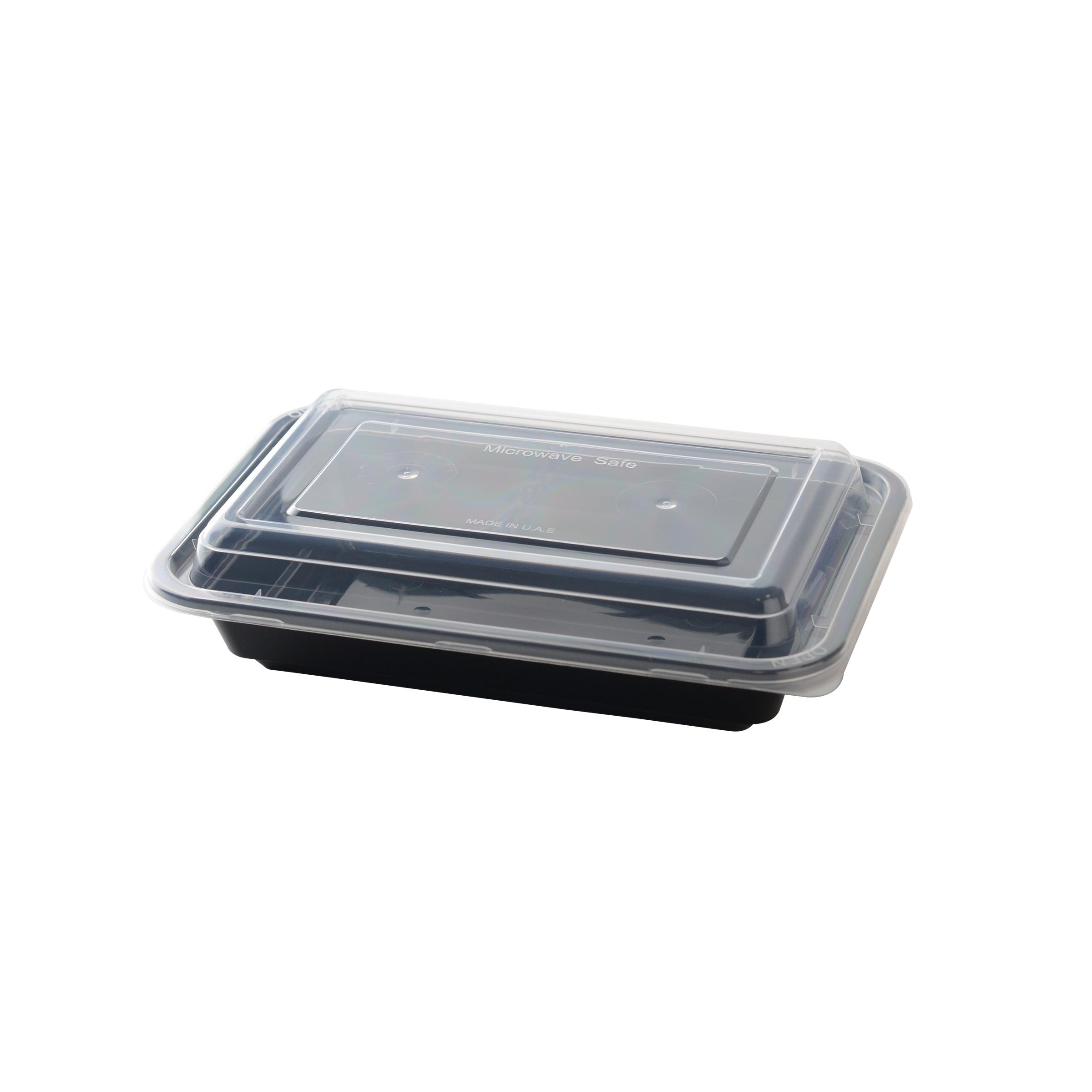 Take-Out Container Base & Lid Combo 16 OZ PP Black Clear Microwave Safe 150/Case