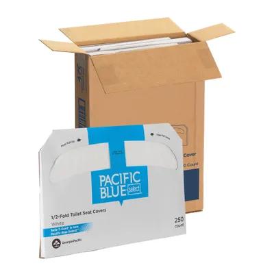Pacific Blue Safe-T-Gard® Toilet Seat Cover 17.44X14.5 IN 1PLY White 1/2 Size 250 Sheets/Roll 4 Rolls/Case 