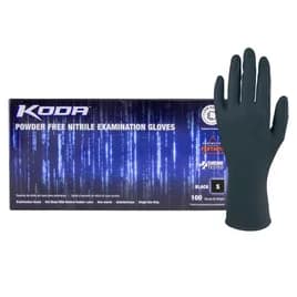 KODA® Exam Gloves Small (SM) Black 5.5MIL Nitrile Powder-Free Fentanyl & hemotherapy Drug Resistant 100 Ct/Box 10 Box/Cs