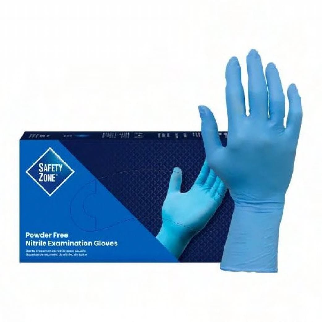 Safety Zone® Exam Gloves Large (LG) 12 IN Blue 8MIL Micro Texture Nitrile Powder-Free Extended Cuff 50 Ct/Box 10 Box/Cs