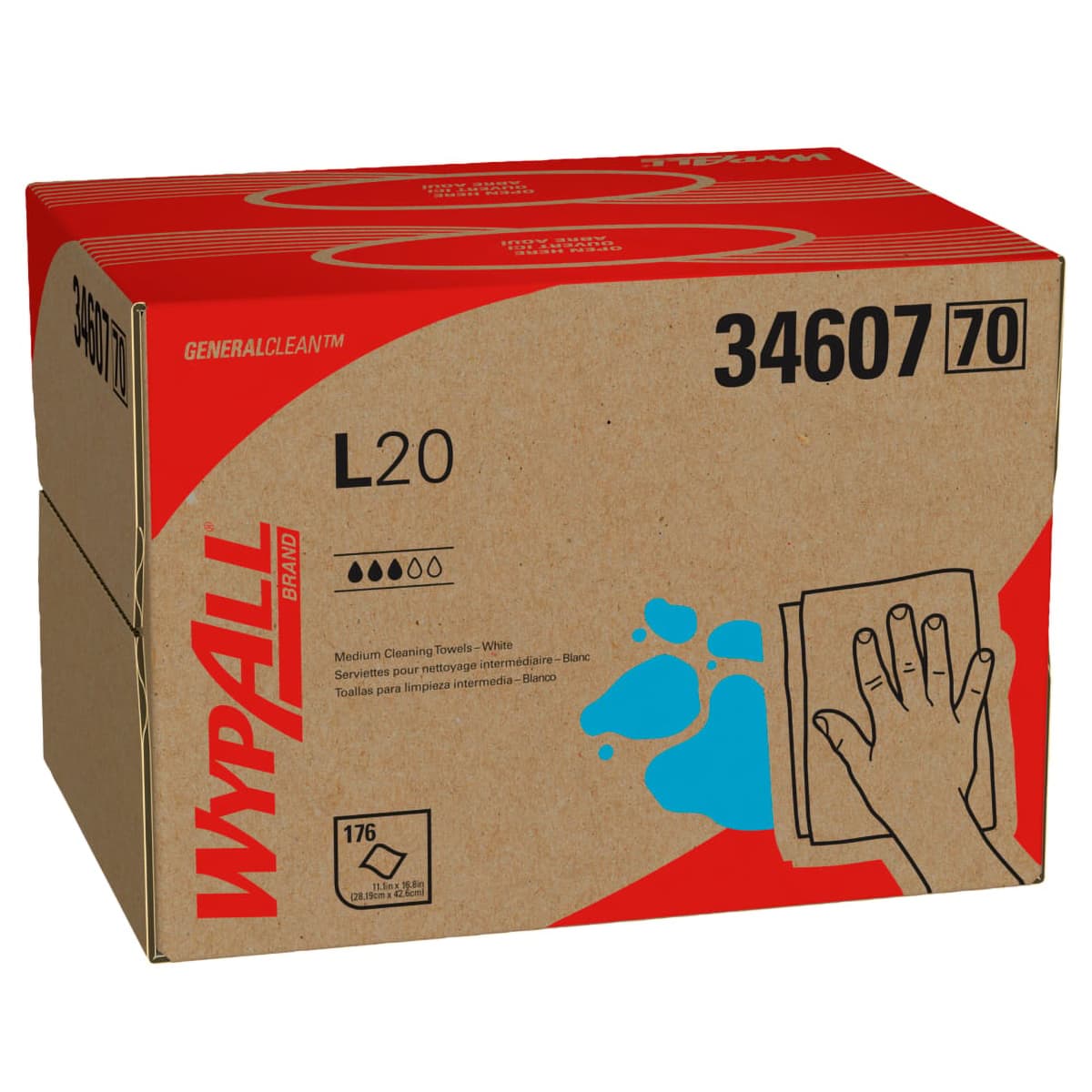 WypAll® L20 Cleaning Wipe 11.1X16.8 IN 2 Paper White 176/Case