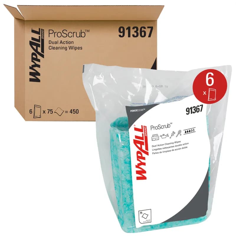WypAll® Cleaning Wipe 9.5X12 IN Meltblown Spunbond Green White Orange Citrus 75 Count/Box 6 Box/Case 450 Count/Case