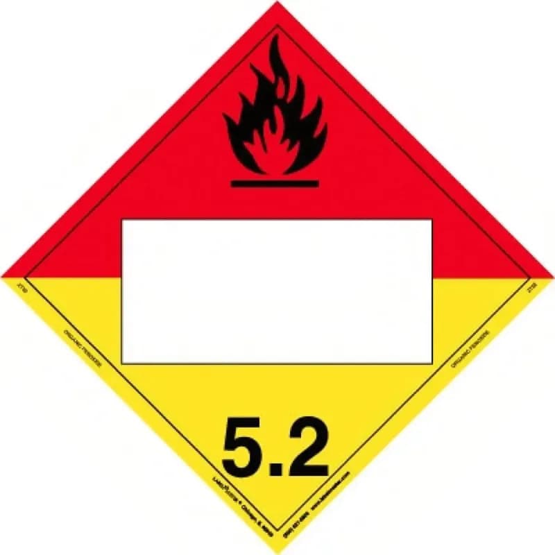 Placard 10.75X10.75 IN Red Yellow Black Triangle Polycoated Tagboard Organic Peroxide 25/Each