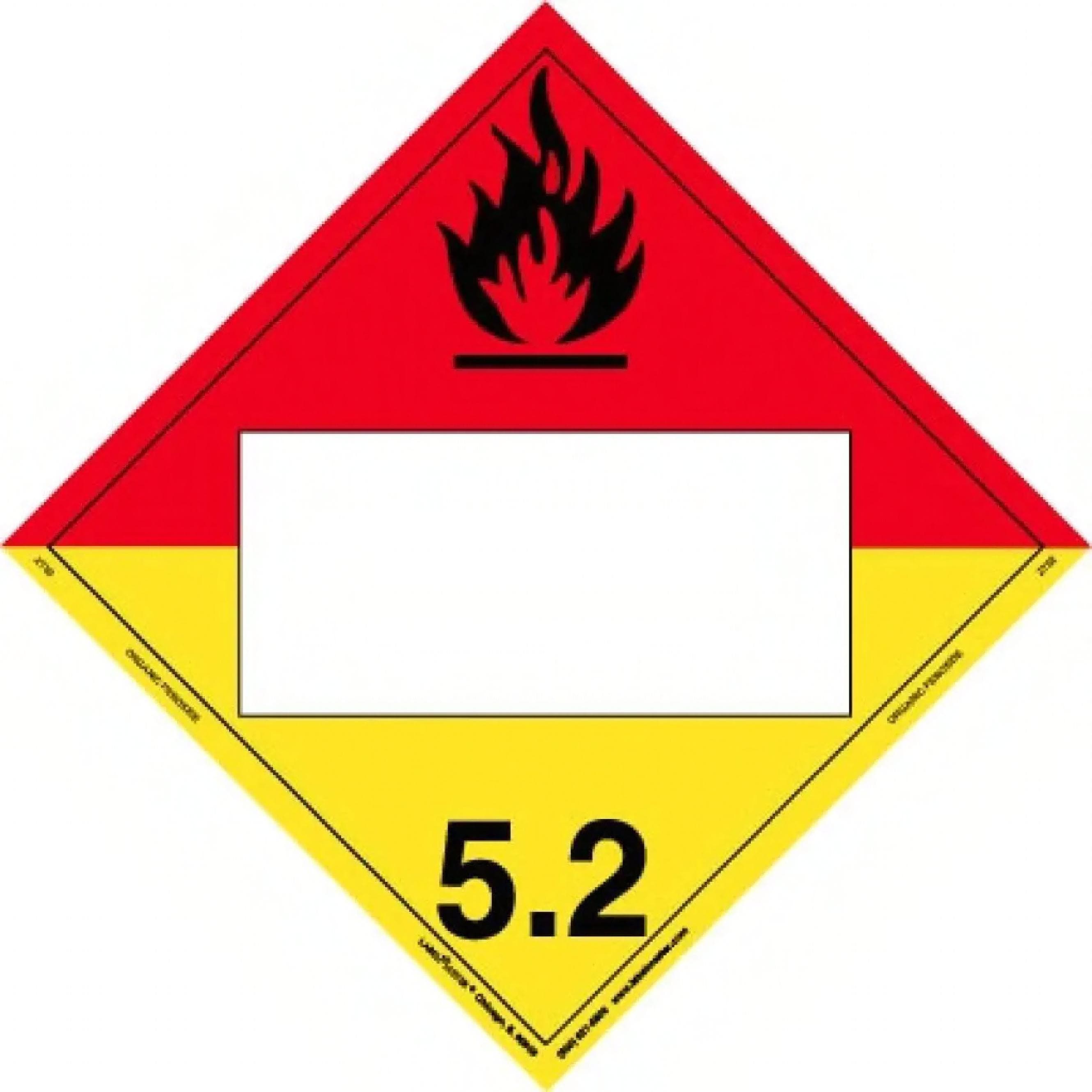 Placard 10.75X10.75 IN Red Yellow Black Triangle Polycoated Tagboard Organic Peroxide 25/Each