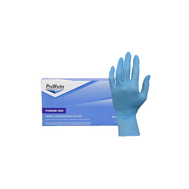 ProWorks® Gloves Medium (MED) Blue Nitrile Powder-Free Ambidextrous 100 Count/Box 10 Box/Case
