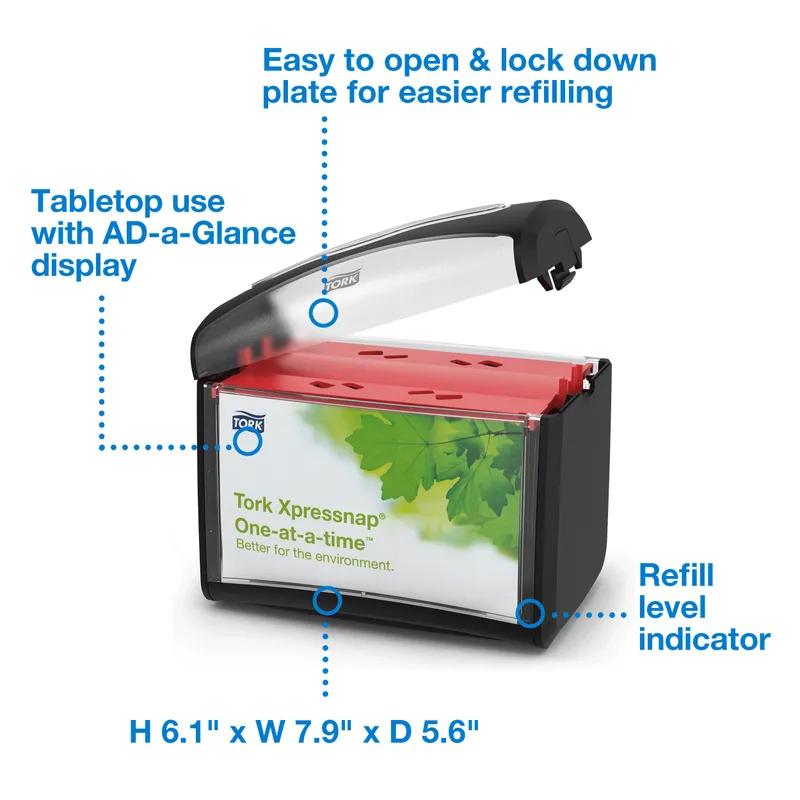 Tork Xpressnap® N4 Napkin Dispenser 5.6X7.9X6.7 IN Black Plastic Tabletop 1 Count/Pack 4 Packs/Case 4 Count/Case