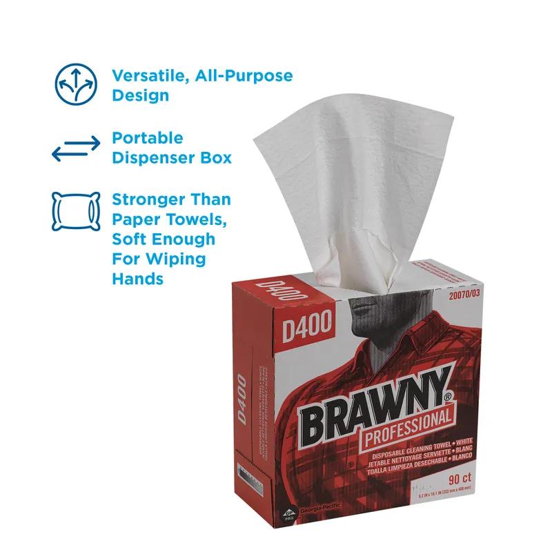 Brawny® Professional Cleaning Wipe 16.1X9.2 IN 1 DRC White Pop-Up Box 90 Sheets/Pack 10 Packs/Case 900 Sheets/Case