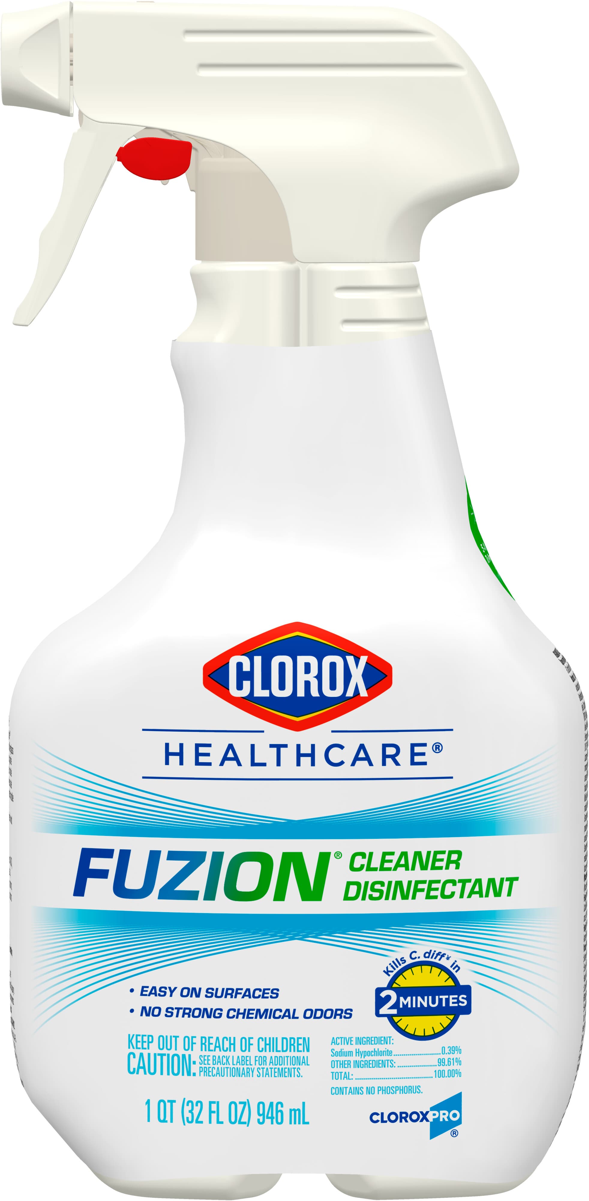 Clorox Healthcare® Fuzion® Unscented Disinfectant Cleaner 1 QT Multi Surface RTU Antibacterial 9/Case