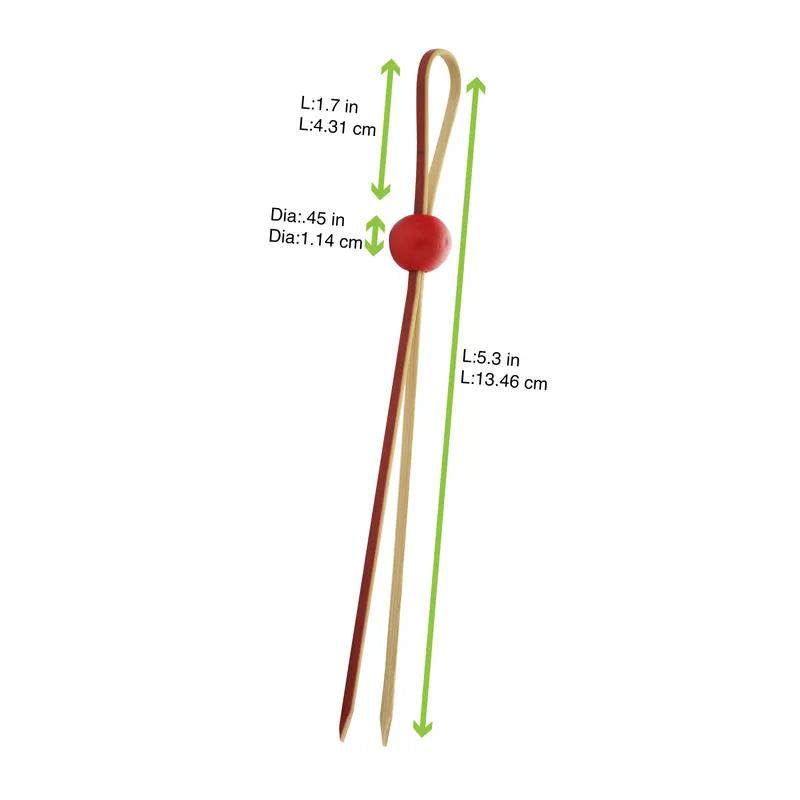 Pick 5.3 IN Bamboo With Red Adjustable Ball 100 Count/Pack 10 Packs/Case 1000 Count/Case