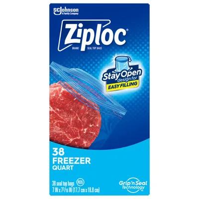 Ziploc® Freezer Bag 1 QT Plastic With Double Zip Seal Closure 9/Case
