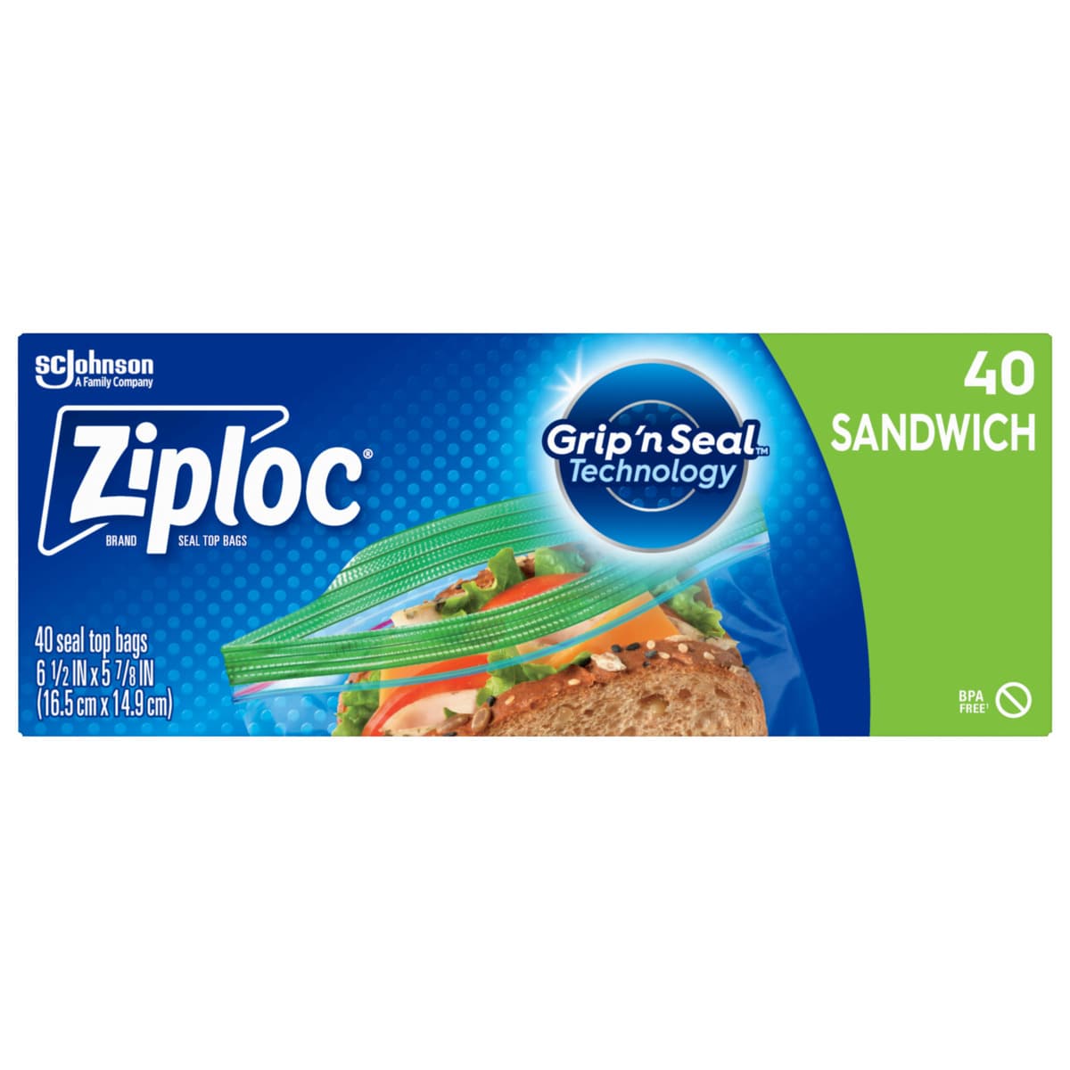 Ziploc® Sandwich Storage Bag 6.5X5.875 IN Plastic Clear 12/Case