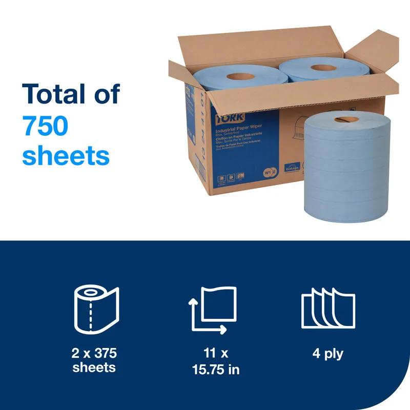 Tork Cleaning Wipe 15.75X11 IN 492.188 FT Paper Blue Centerpull Refill 375 Sheets/Roll 2 Rolls/Case 750 Sheets/Case