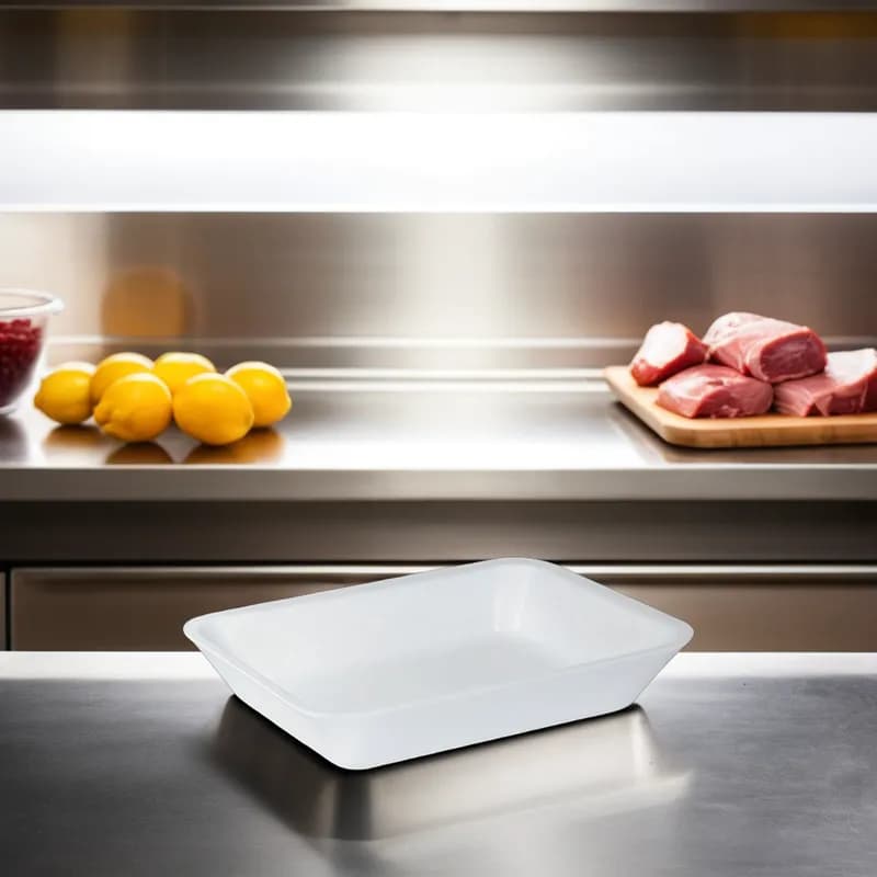 4DD Meat Tray 7.25X9.25X1.75 IN Polystyrene Foam White Heavy 400/Case