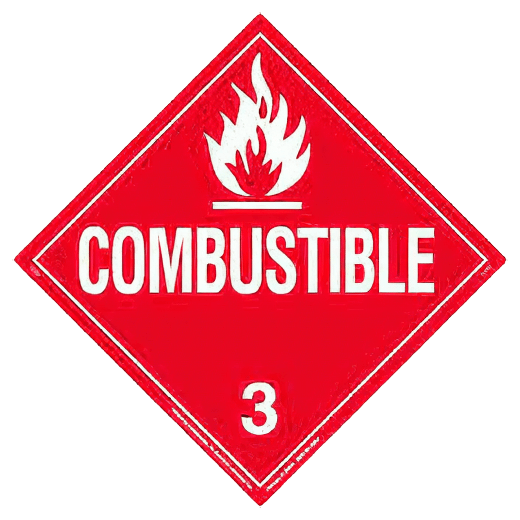 Combustible Liquid Product Label Vinyl Red White Removable 1/Each