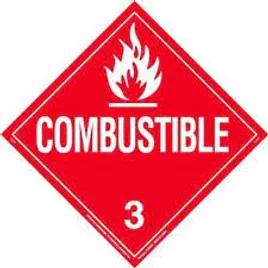 Combustible Liquid Product Label Vinyl Red White Removable 1/Each
