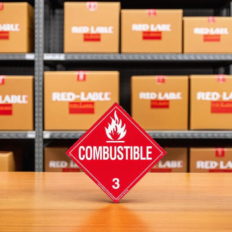 Combustible Liquid Product Label Vinyl Red White Removable 1/Each