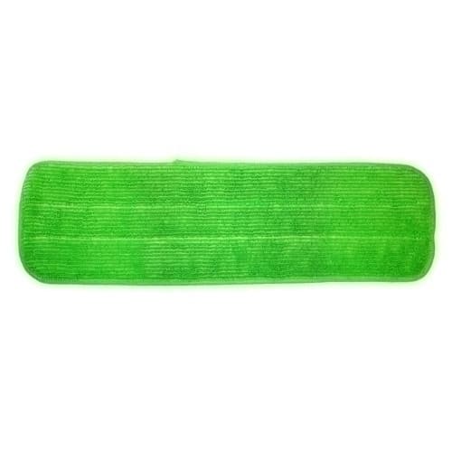 MicroWorks® Wet Mop Pad 5X12 IN Green Microfiber Launderable Hook and Loop Back 12 Count/Pack 16 Packs/Case