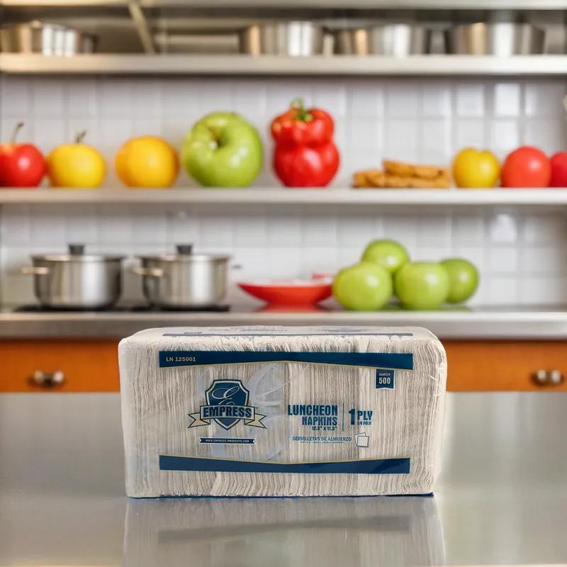 Luncheon Napkins 11X12.75 IN White 1PLY 1/4 Fold 6000/Case