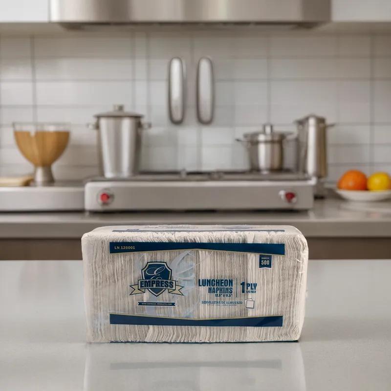 Luncheon Napkins 11X12.75 IN White 1PLY 1/4 Fold 6000/Case