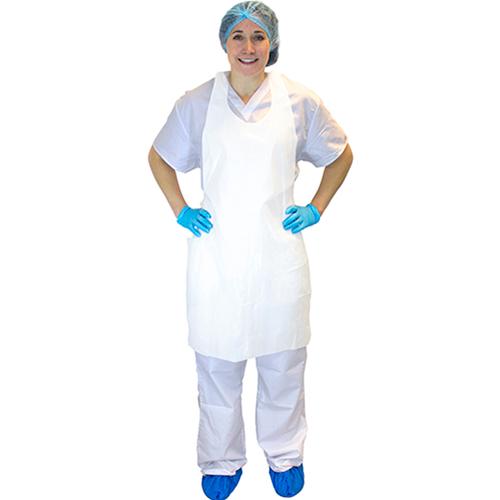 Apron 24X42 IN White 1MIL Polyethylene Coated Nylon 100 Count/Box 10 Box/Case 1000 Count/Case