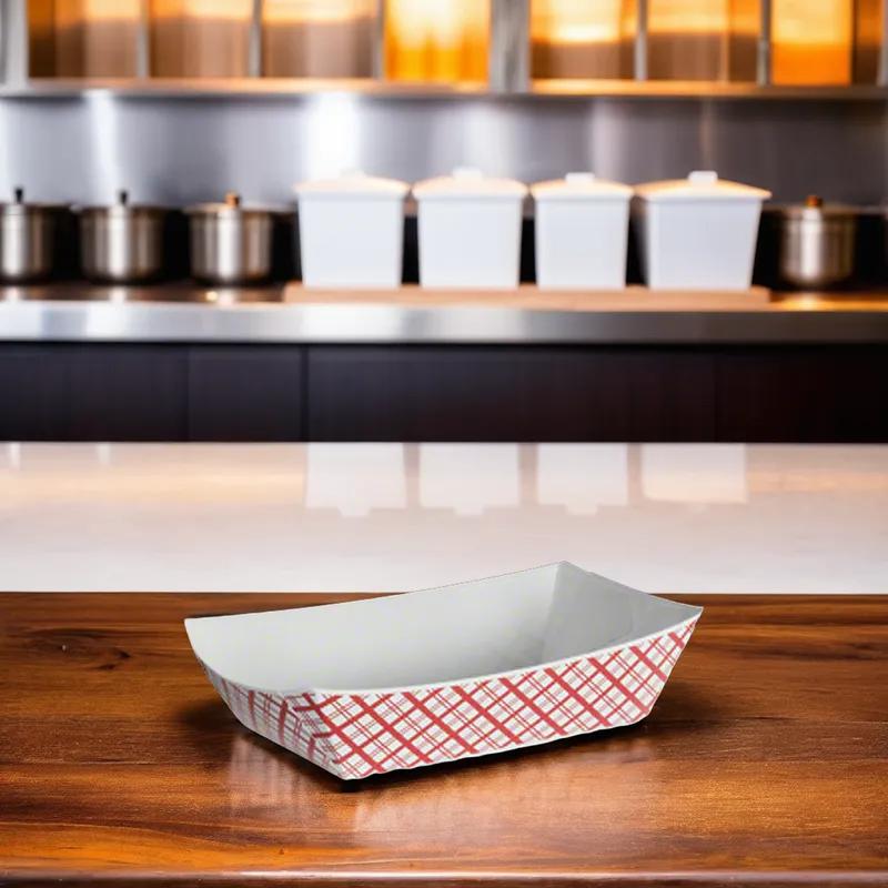 Food Tray 2.5 LB Red White Check 500/Case