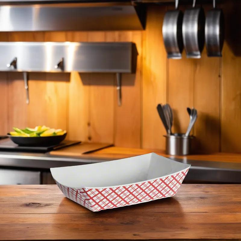 Food Tray 2.5 LB Red White Check 500/Case