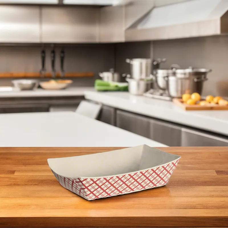 Food Tray 2.5 LB Red White Check 500/Case