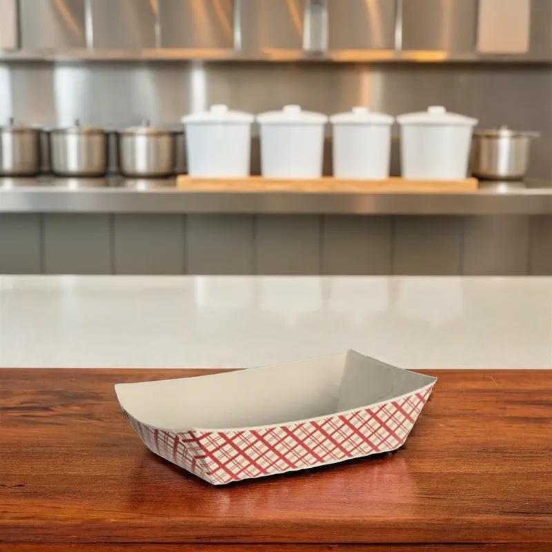 Food Tray 2.5 LB Red White Check 500/Case