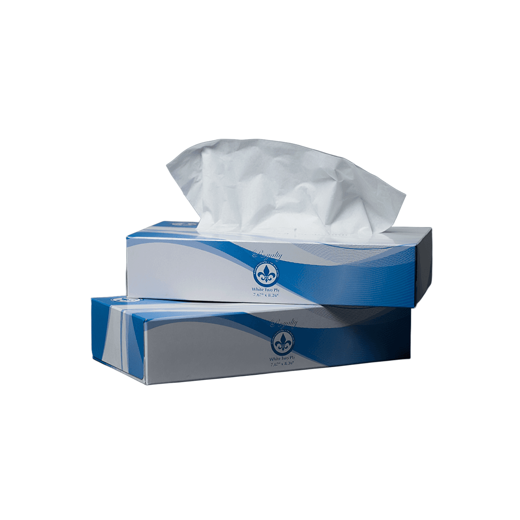 Royalty Facial Tissue 7.87X8.26 IN 2PLY Virgin Paper White 100 Sheets/Pack 30 Packs/Case 3000 Count/Case