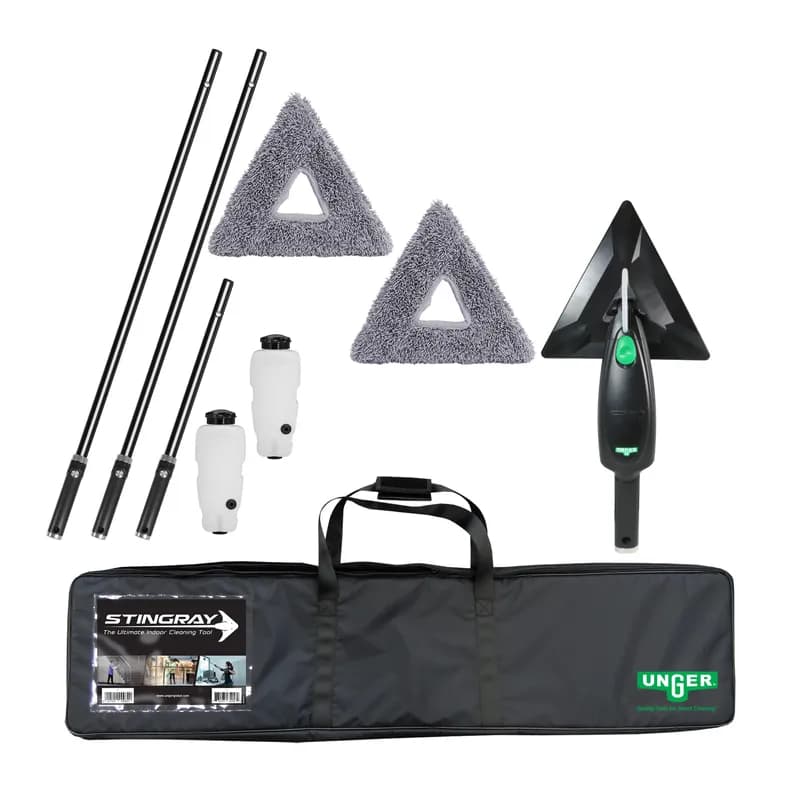 Stingray® Window Cleaning Kit 132X13.1X3.5 IN Microfiber Aluminum Black Refillable 1/Each
