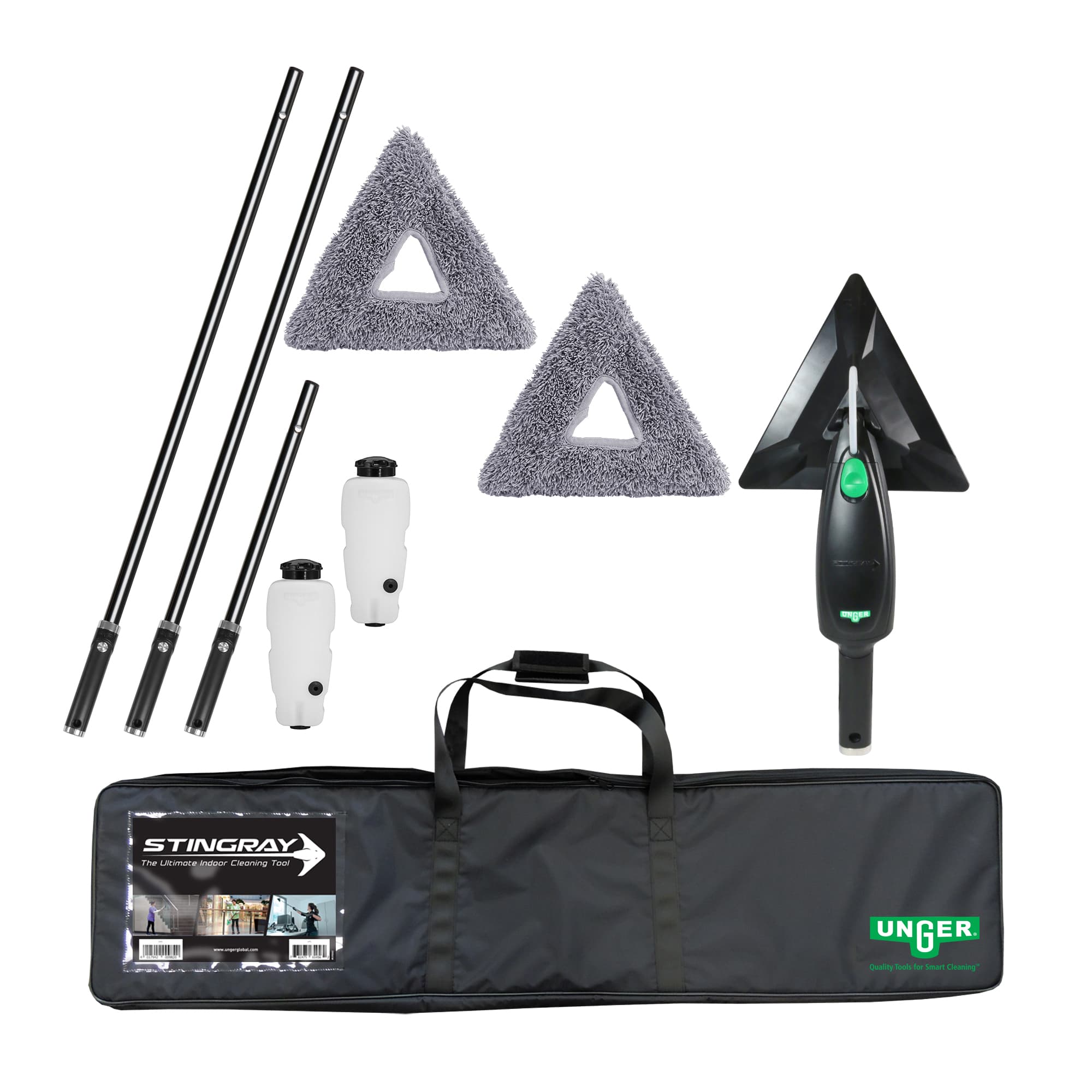 Stingray® Window Cleaning Kit 132X13.1X3.5 IN Microfiber Aluminum Black Refillable 1/Each