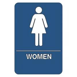Women's Restroom Sign 6X9 IN Blue White ABS 1/Each