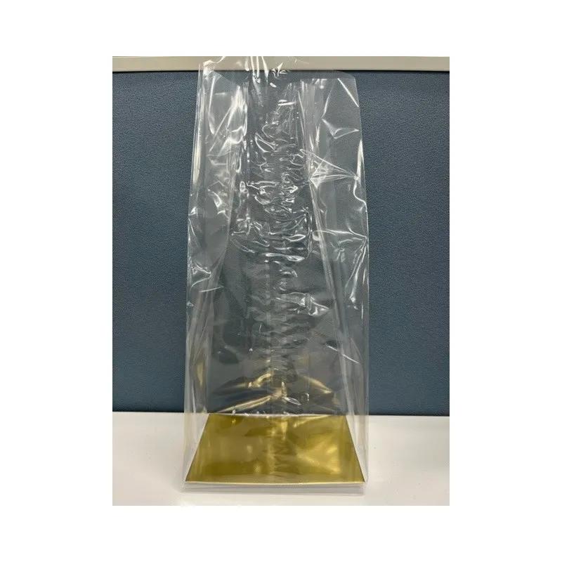 Bag 5X3.25X13 IN Cellophane Clear Gold Cardboard Bottom 500/Case
