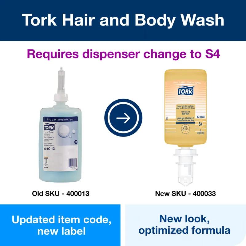 Tork Hair & Body Wash 1 L Perfume White Refill For S4 1 Count/Pack 6 Packs/Case 6 Count/Case