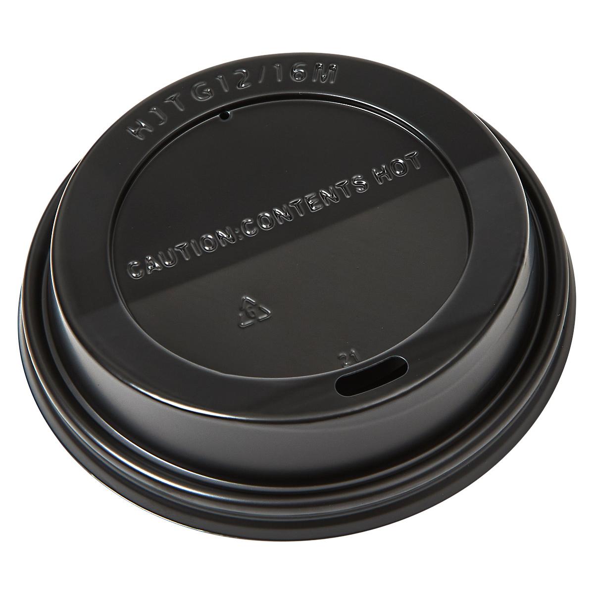 Victoria Bay Lid Dome 92MM PS Black Round For Hot 10 OZ Squat - 24 OZ Cup Sip Through Travel 50 Count/Pack 20 Packs/Case