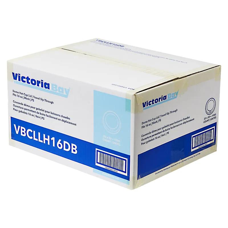 Victoria Bay Lid Dome 92MM PS Black Round For Hot 10 OZ Squat - 24 OZ Cup Sip Through Travel 50 Count/Pack 20 Packs/Case