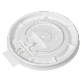 Victoria Bay Lid Flat 92MM PS White Round For Hot 10 OZ Squat - 24 OZ Cup Fold Back Tear Tab 100 Count/Pack 10 Packs/Case