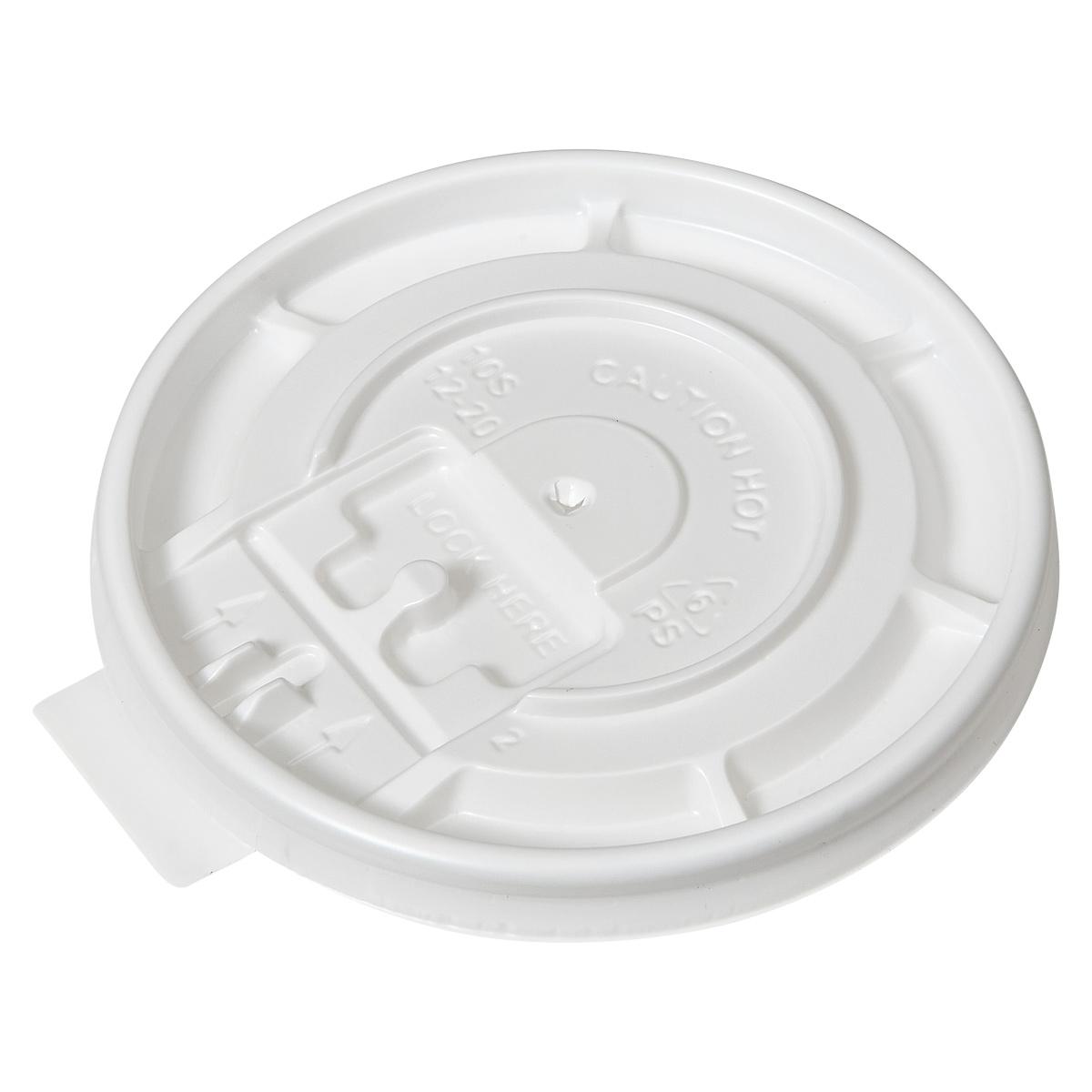 Victoria Bay Lid Flat 92MM PS White Round For Hot 10 OZ Squat - 24 OZ Cup Fold Back Tear Tab 100 Count/Pack 10 Packs/Case