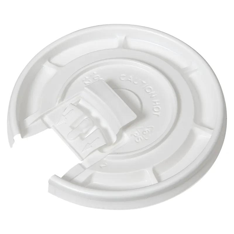 Victoria Bay Lid Flat 92MM PS White Round For Hot 10 OZ Squat - 24 OZ Cup Fold Back Tear Tab 100 Count/Pack 10 Packs/Case