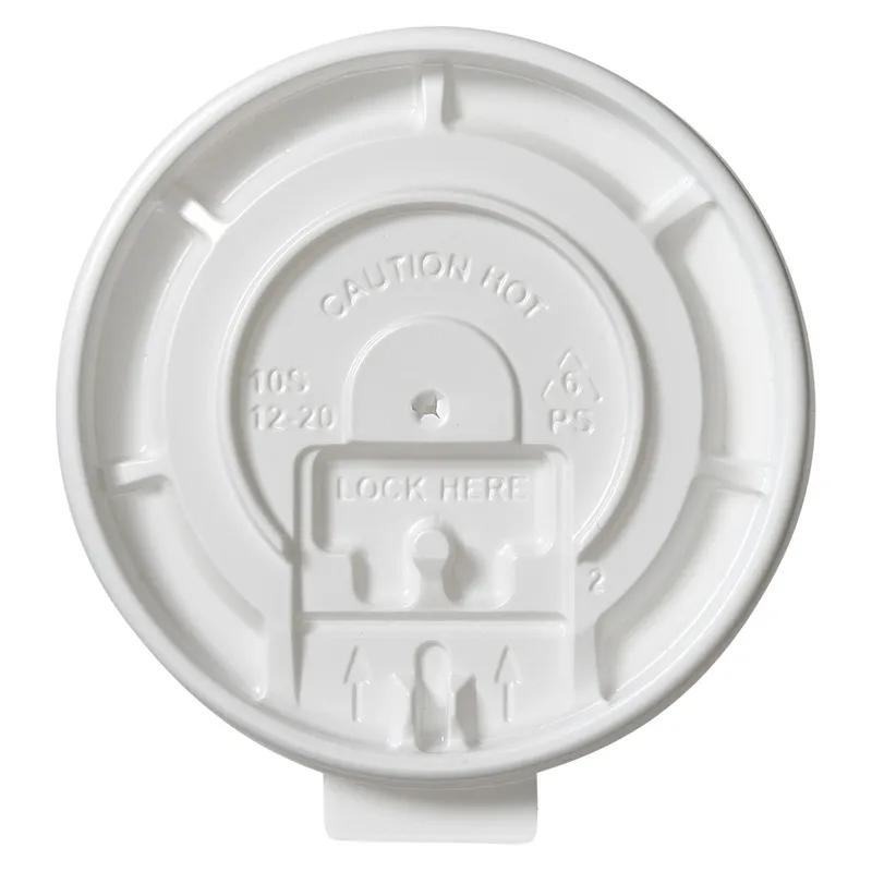 Victoria Bay Lid Flat 92MM PS White Round For Hot 10 OZ Squat - 24 OZ Cup Fold Back Tear Tab 100 Count/Pack 10 Packs/Case