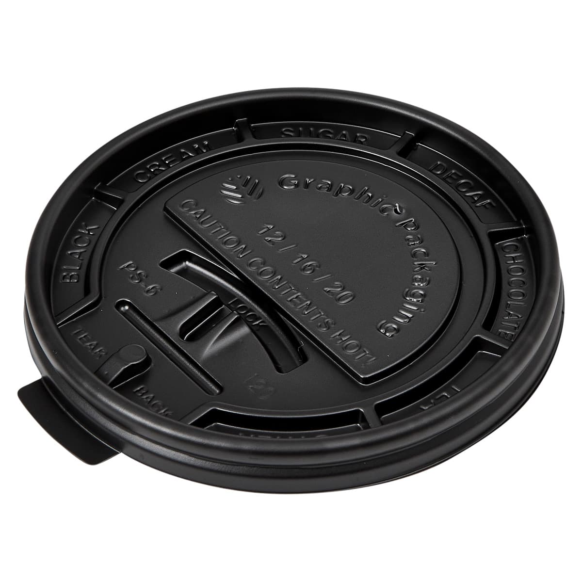 Victoria Bay Lid Flat 92MM PS Black For Hot 10 OZ Squat - 24 OZ Cup Fold Back Tear Tab 100 Count/Pack 10 Packs/Case