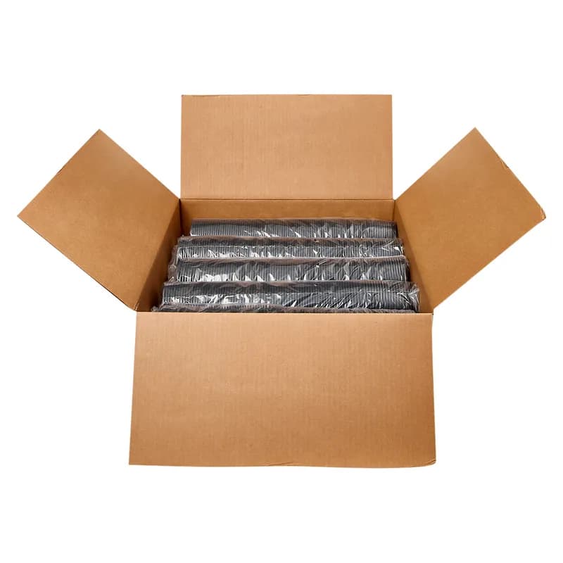 Victoria Bay Lid Flat 92MM PS Black For Hot 10 OZ Squat - 24 OZ Cup Fold Back Tear Tab 100 Count/Pack 10 Packs/Case