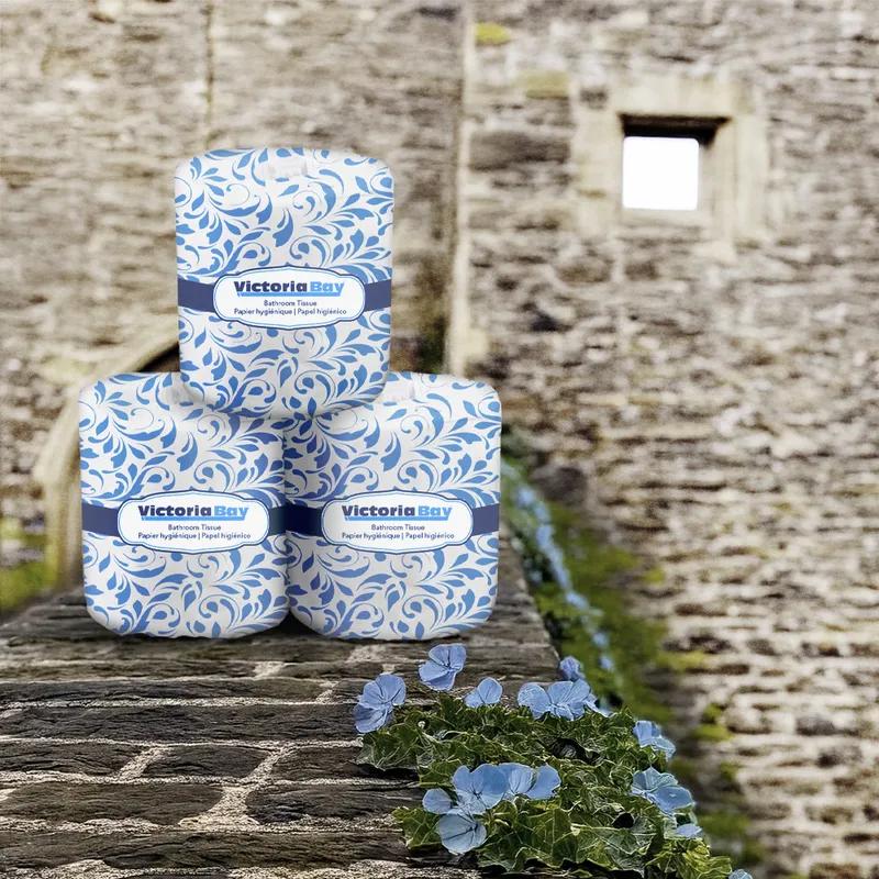 Victoria Bay Toilet Paper & Tissue Roll 4X3 IN 2PLY Recycled Paper White 500 Sheets/Roll 96 Rolls/Case