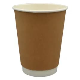Victoria Bay Hot Cup 12 OZ Double Wall Poly-Coated Paper Kraft Round 25 Count/Pack 20 Packs/Case 500 Count/Case