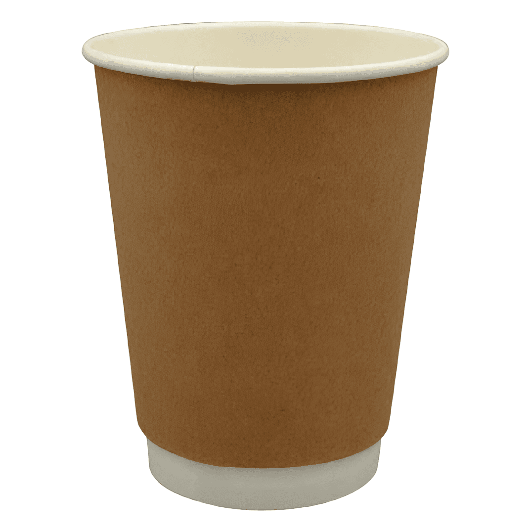 Victoria Bay Hot Cup 12 OZ Double Wall Poly-Coated Paper Kraft Round 25 Count/Pack 20 Packs/Case 500 Count/Case