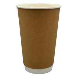 Victoria Bay Hot Cup 16 OZ Double Wall Poly-Coated Paper Kraft Round 25 Count/Pack 20 Packs/Case 500 Count/Case