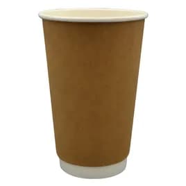 Victoria Bay Hot Cup 16 OZ Double Wall Poly-Coated Paper Kraft Round 25 Count/Pack 20 Packs/Case 500 Count/Case